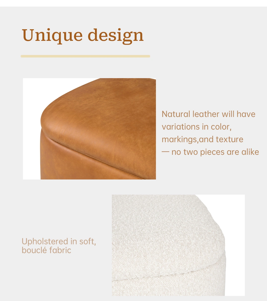 Hot Sale Storage Ottoman Living Room Furniture Round Leather Stool