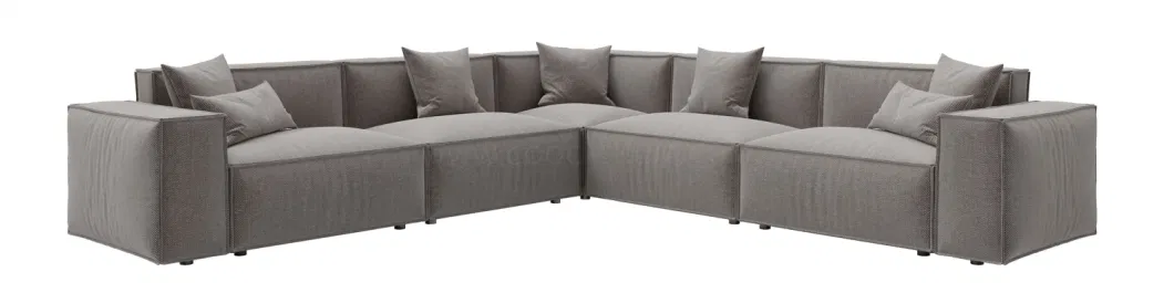 Modern Italian Style Velvet Fabric Leather Modular Sectional U Shape Sofa Set Living Room Furniture for Home Hotel