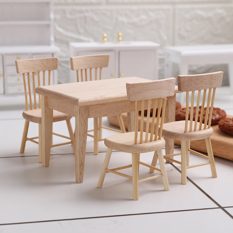 1: 12 Dollhouse Miniature Wooden Dining Table for Doll Home Decor Accessories